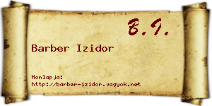 Barber Izidor névjegykártya